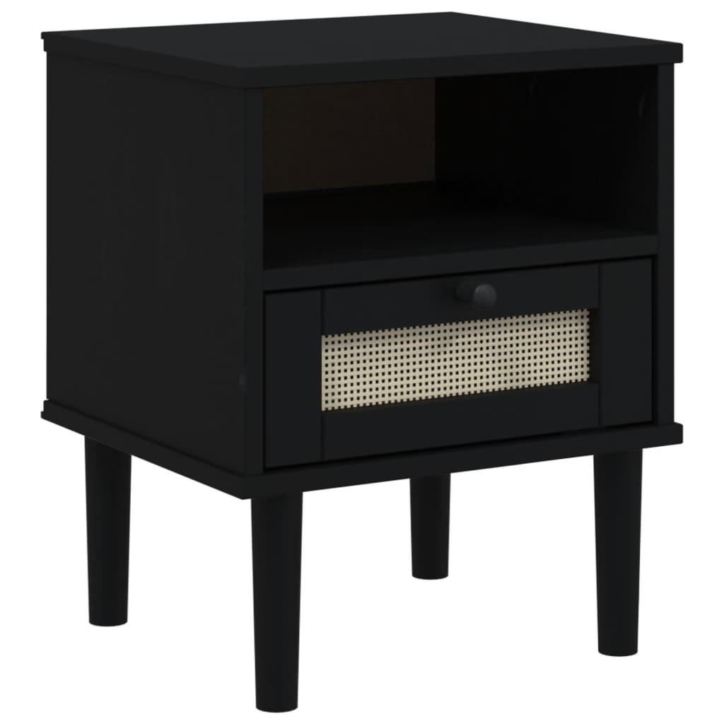 vidaXL Bedside Cabinet Furniture for Bedroom SENJA Rattan Look Solid Wood Pine-0