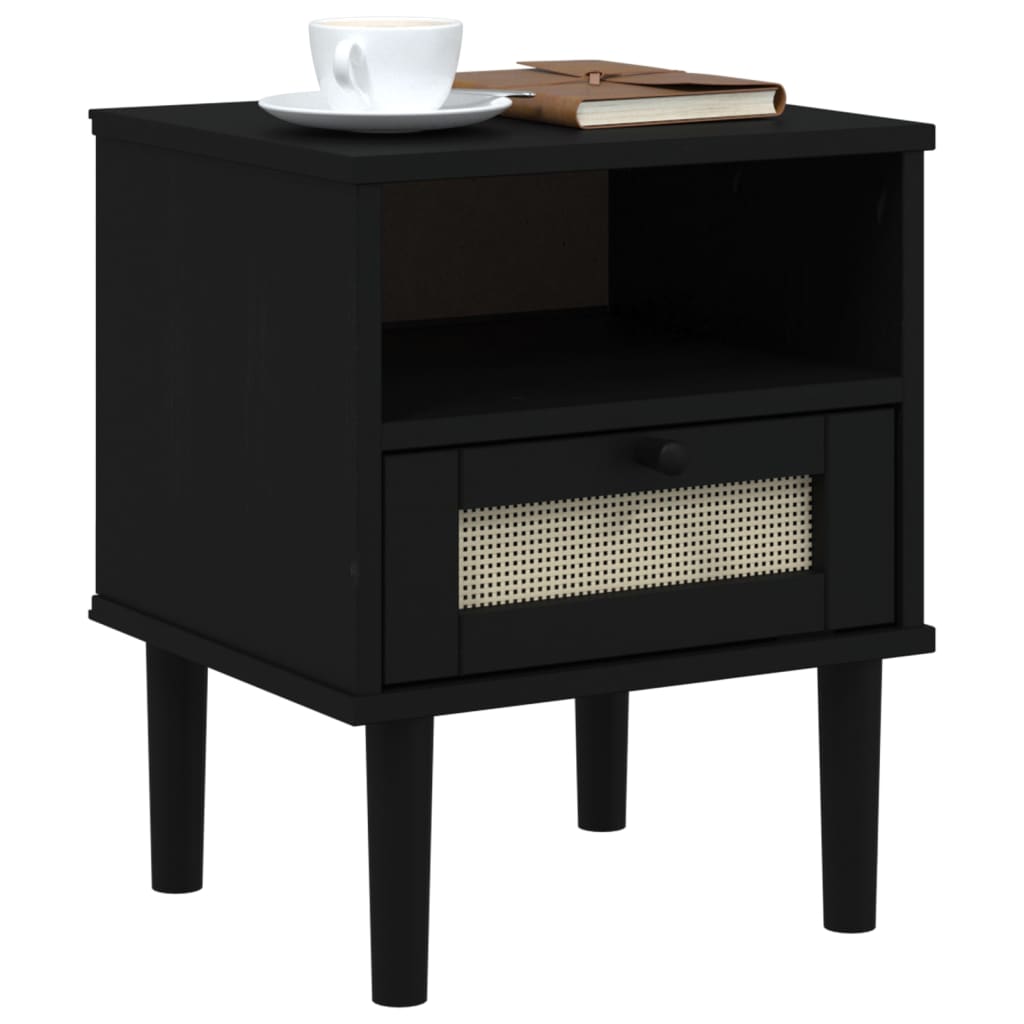 vidaXL Bedside Cabinet Furniture for Bedroom SENJA Rattan Look Solid Wood Pine-6