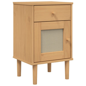 vidaXL Bedside Cabinet Furniture for Bedroom SENJA Rattan Look Solid Wood Pine-23