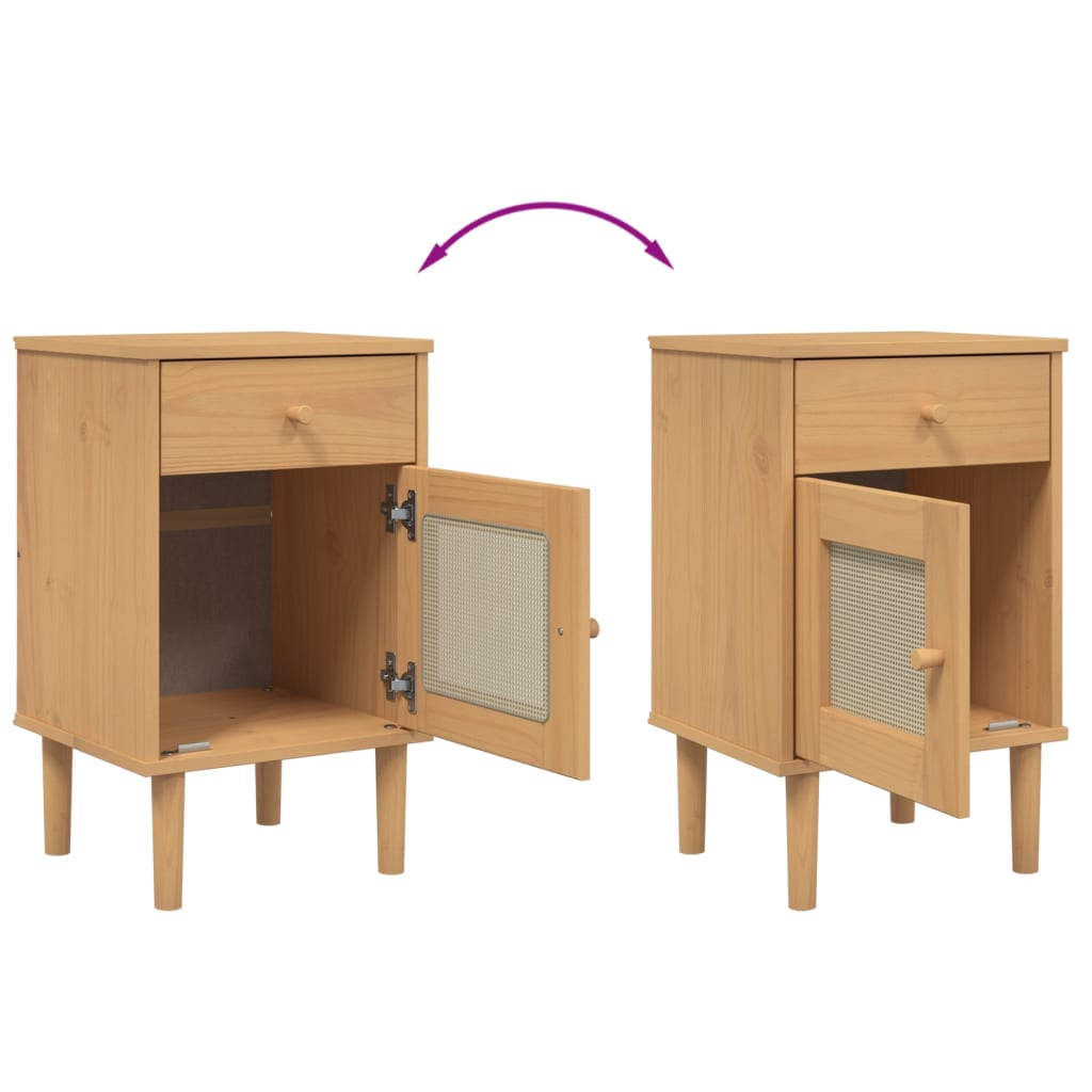 vidaXL Bedside Cabinet Furniture for Bedroom SENJA Rattan Look Solid Wood Pine-18