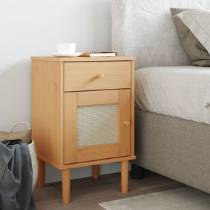vidaXL Bedside Cabinet Furniture for Bedroom SENJA Rattan Look Solid Wood Pine-25
