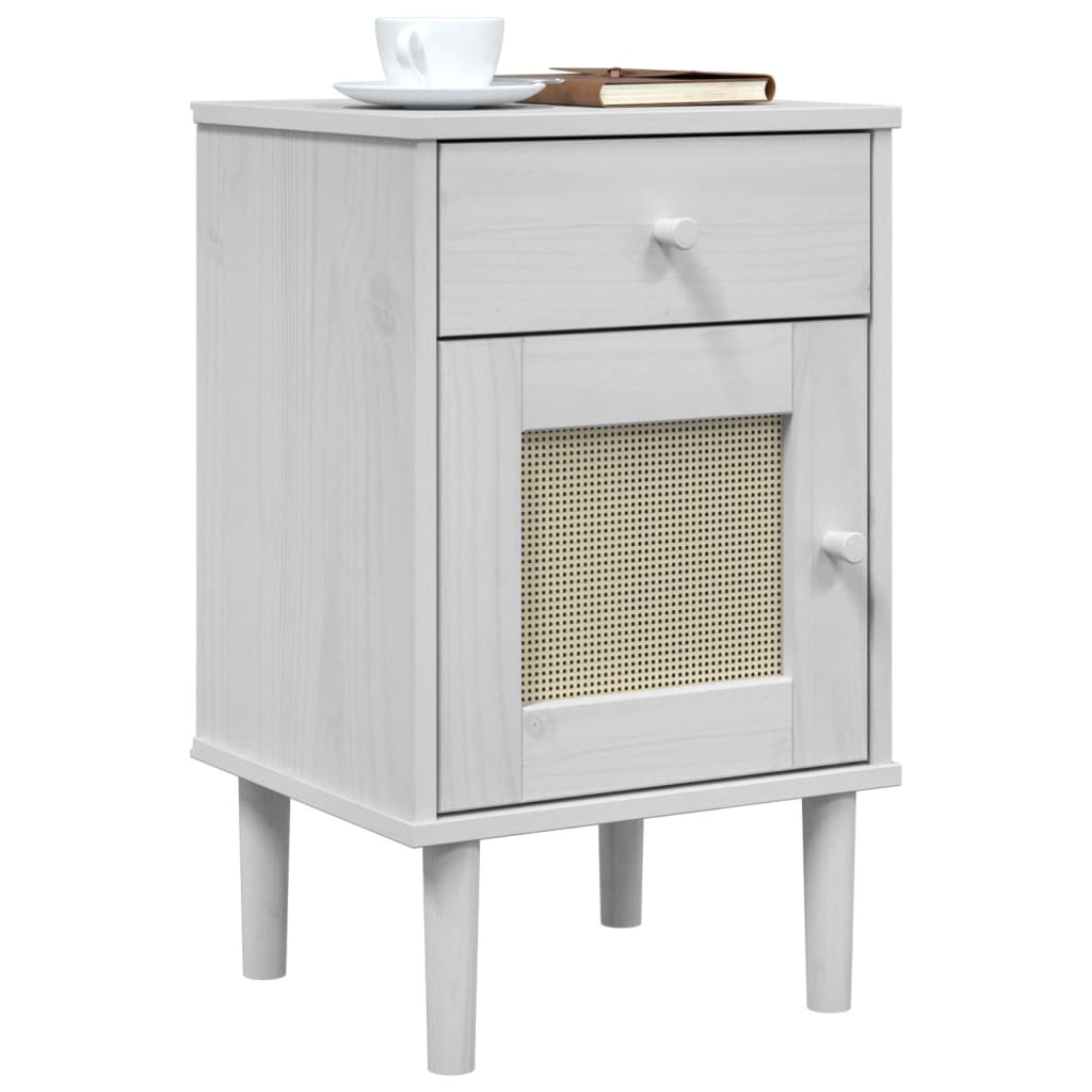 vidaXL Bedside Cabinet Furniture for Bedroom SENJA Rattan Look Solid Wood Pine-24