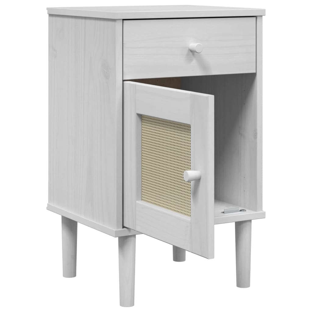 vidaXL Bedside Cabinet Furniture for Bedroom SENJA Rattan Look Solid Wood Pine-3