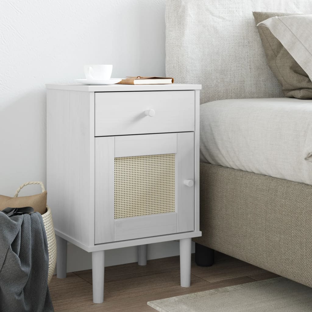 vidaXL Bedside Cabinet Furniture for Bedroom SENJA Rattan Look Solid Wood Pine-22