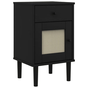 vidaXL Bedside Cabinet Furniture for Bedroom SENJA Rattan Look Solid Wood Pine-2