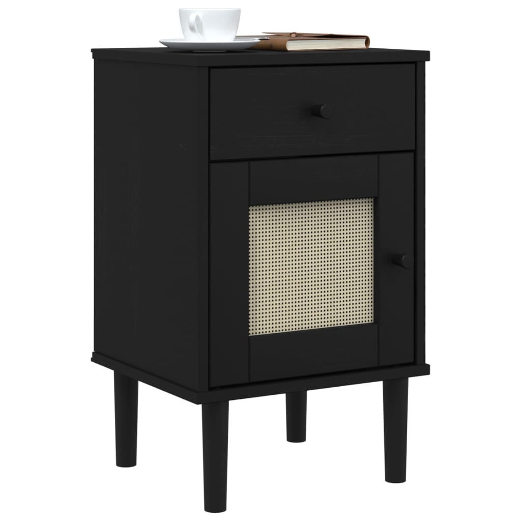 vidaXL Bedside Cabinet Furniture for Bedroom SENJA Rattan Look Solid Wood Pine-8