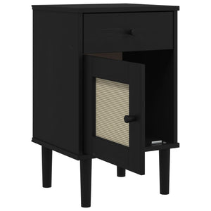 vidaXL Bedside Cabinet Furniture for Bedroom SENJA Rattan Look Solid Wood Pine-14