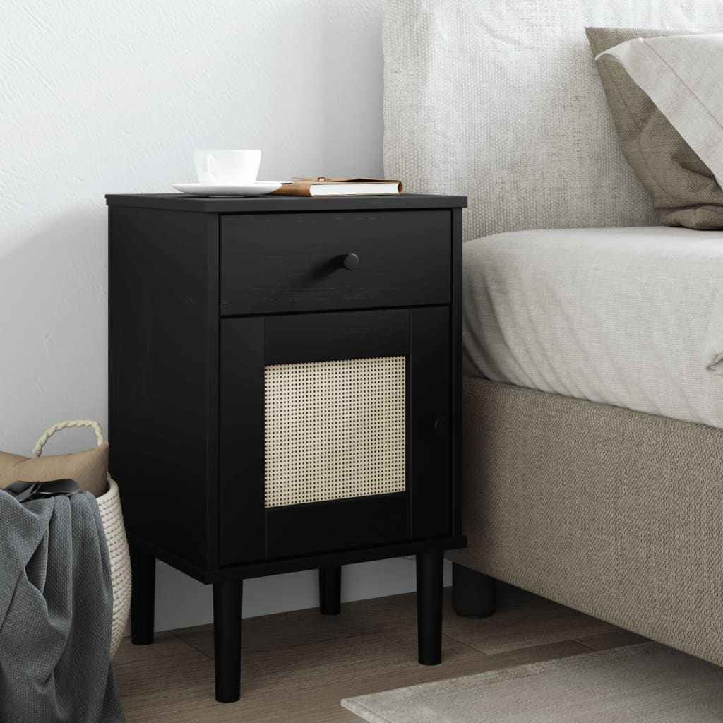 vidaXL Bedside Cabinet Furniture for Bedroom SENJA Rattan Look Solid Wood Pine-5