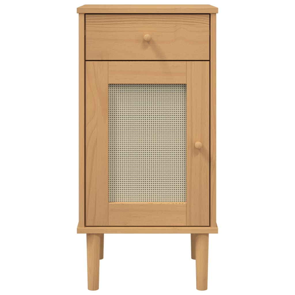 vidaXL Bedside Cabinet Furniture for Bedroom SENJA Rattan Look Solid Wood Pine-9