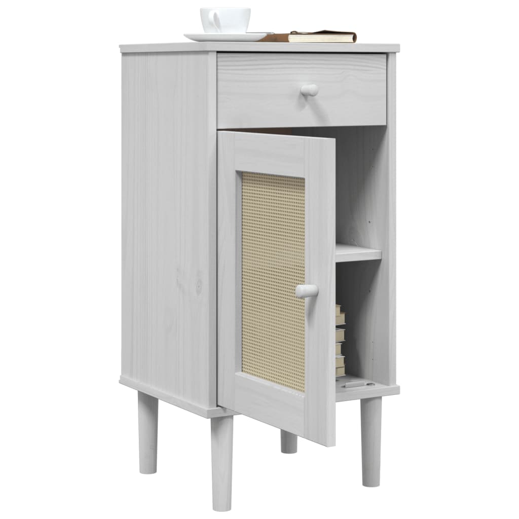 vidaXL Bedside Cabinet Furniture for Bedroom SENJA Rattan Look Solid Wood Pine-2