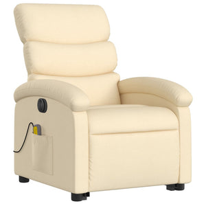 vidaXL Electric Stand up Massage Recliner Chair Cream Fabric-1