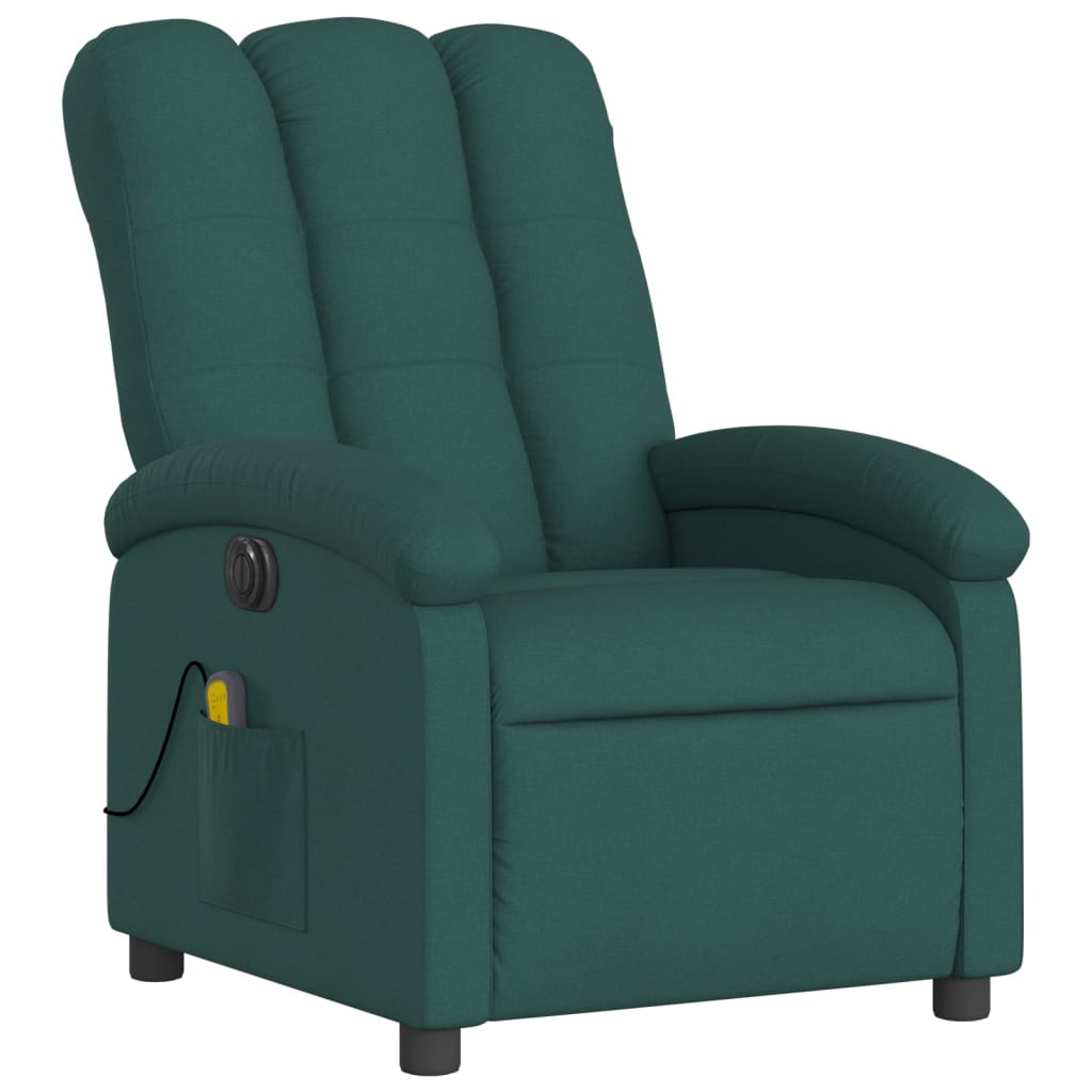 vidaXL Electric Massage Recliner Chair Dark Green Fabric-1