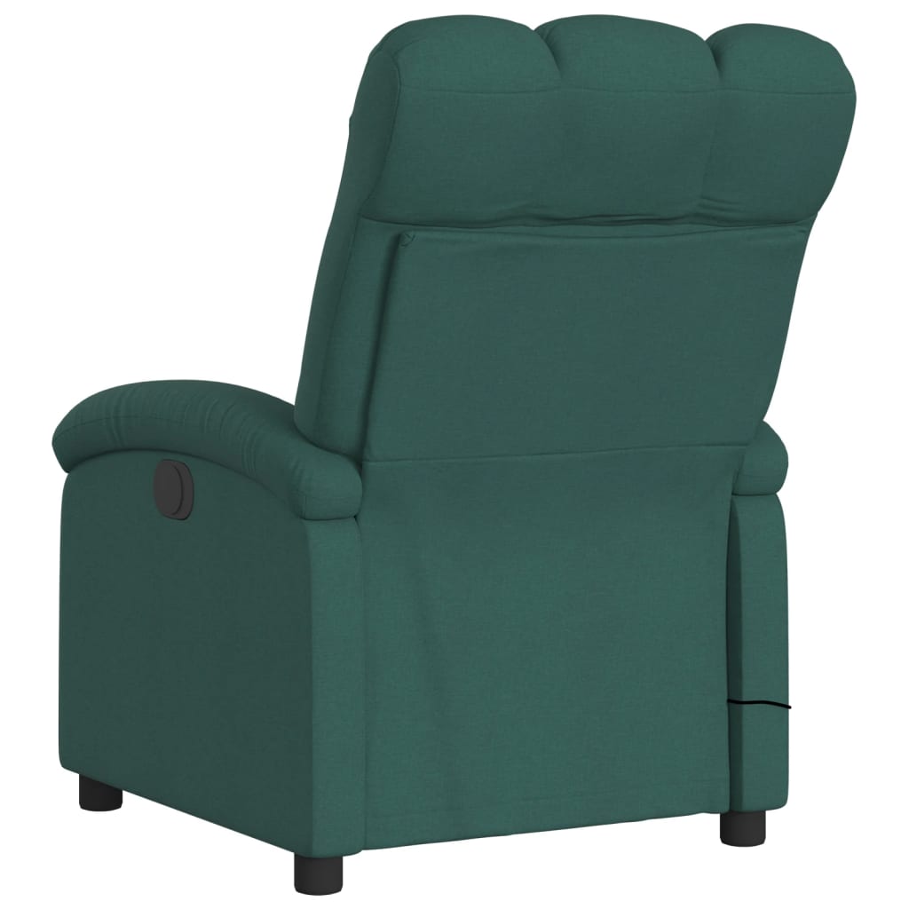 vidaXL Electric Massage Recliner Chair Dark Green Fabric-2