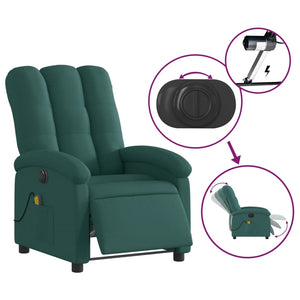 vidaXL Electric Massage Recliner Chair Dark Green Fabric-3