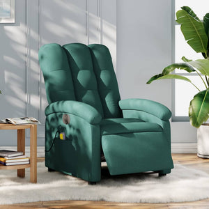 vidaXL Electric Massage Recliner Chair Dark Green Fabric-0
