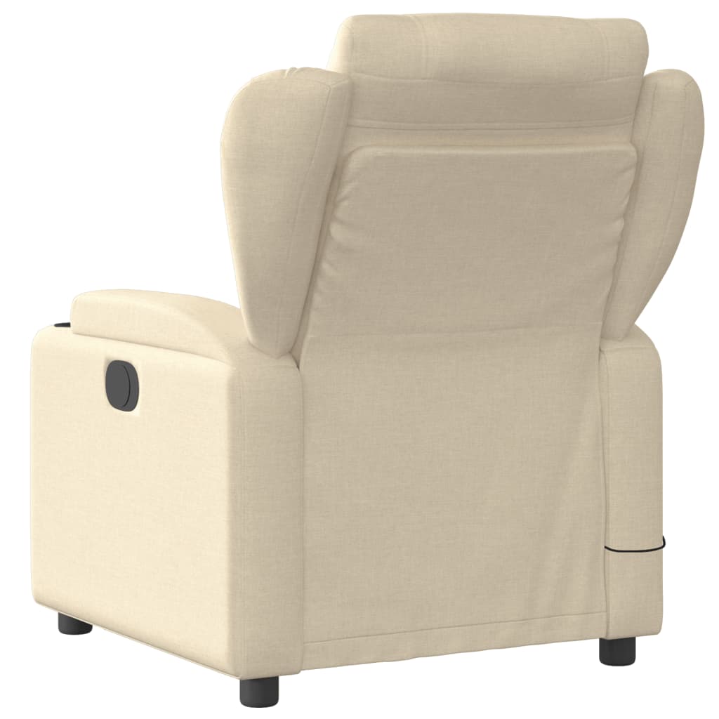 vidaXL Massage Recliner Chair Cream Fabric-2
