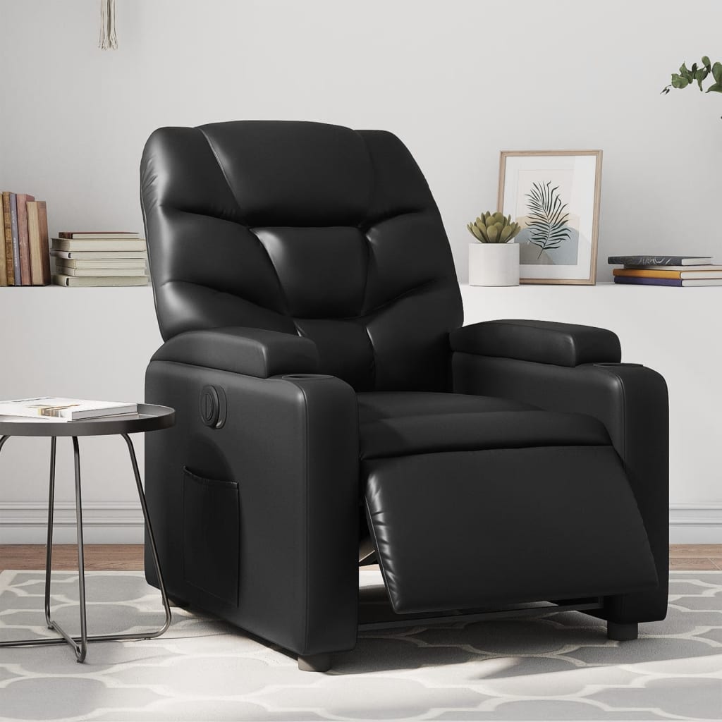 vidaXL Electric Massage Recliner Chair Black Faux Leather-0