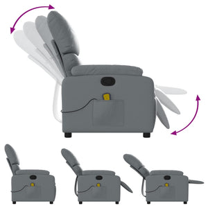 vidaXL Massage Recliner Chair Gray Faux Leather-3