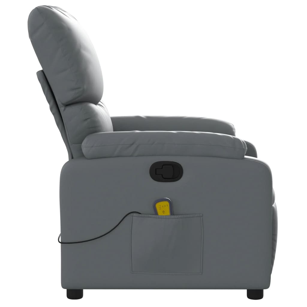 vidaXL Massage Recliner Chair Gray Faux Leather-6