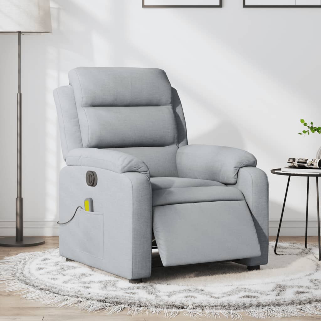 vidaXL Electric Massage Recliner Chair Light Gray Fabric-0