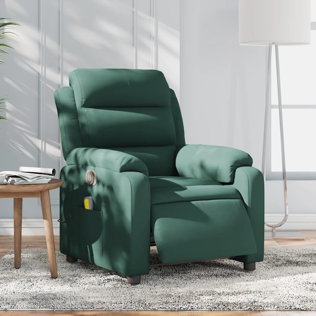 vidaXL Electric Massage Recliner Chair Dark Green Velvet-0