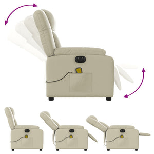 vidaXL Electric Massage Recliner Chair Cream Faux Leather-4