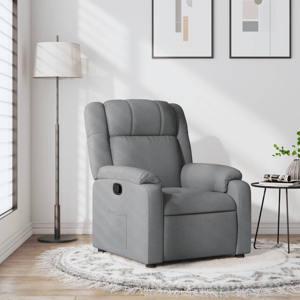 vidaXL Recliner Chair Light Gray Fabric-0
