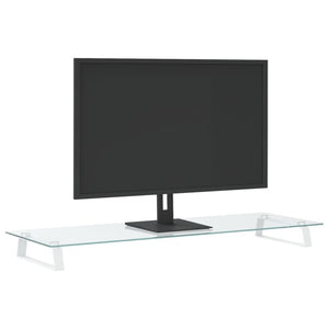 vidaXL Monitor Stand Desktop Computer Screen Riser Tempered Glass and Metal-1