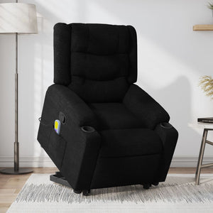 vidaXL Stand up Massage Recliner Chair Black Fabric-0