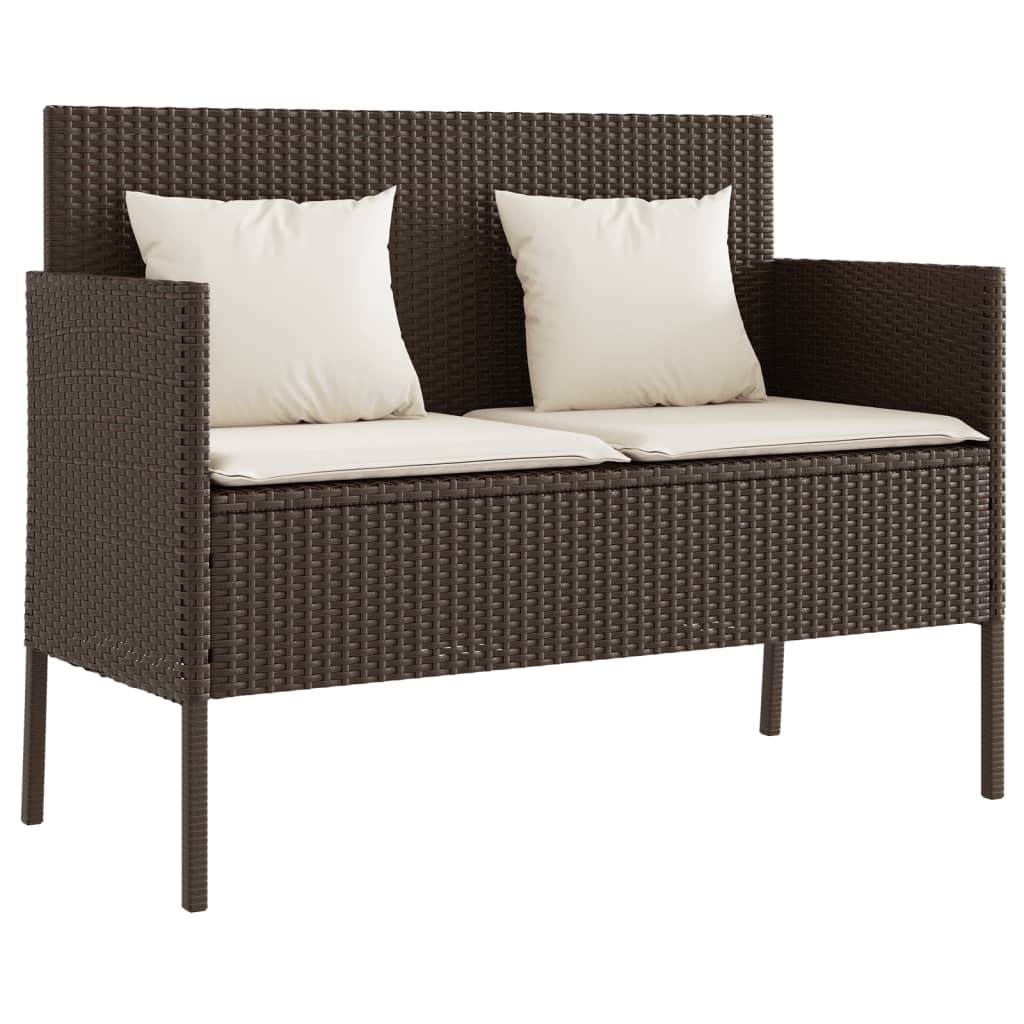 vidaXL Patio Bench with Cushions Park Outdoor Loveseat Furniture Poly Rattan-10