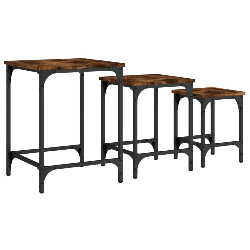 vidaXL Nesting Coffee Tables Accent Desk Furniture Set of 3 Engineered Wood-0