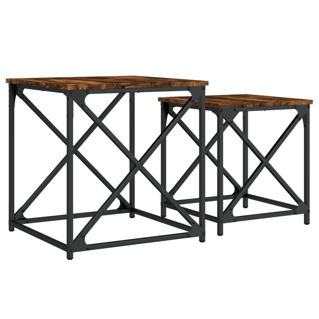 vidaXL Nesting Coffee Tables Accent Desk Furniture Set of 2 Engineered Wood-0