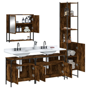 vidaXL 4 Piece Bathroom Furniture Set Smoked Oak Engineered Wood-3