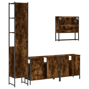 vidaXL 4 Piece Bathroom Furniture Set Smoked Oak Engineered Wood-7