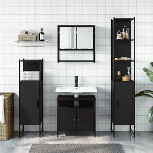 vidaXL 4 Piece Bathroom Furniture Set Black Engineered Wood-2