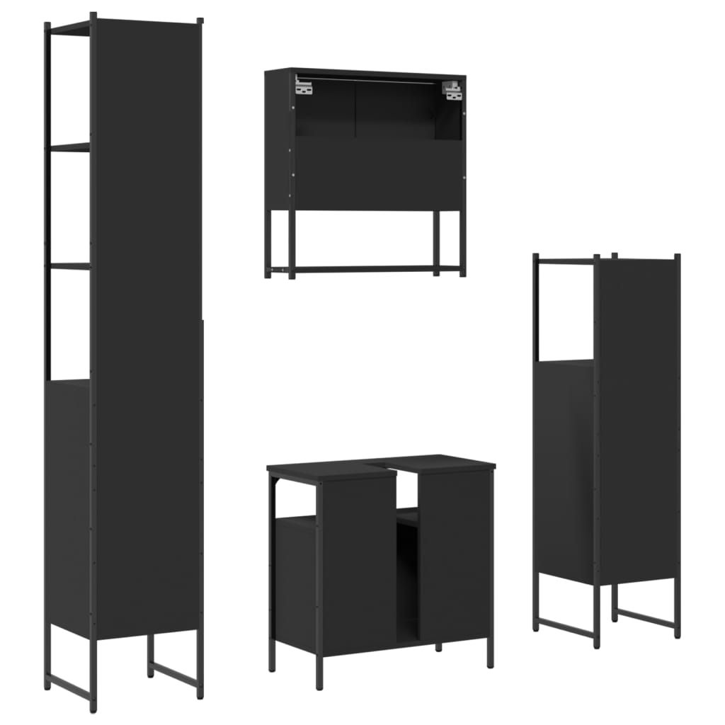 vidaXL 4 Piece Bathroom Furniture Set Black Engineered Wood-7