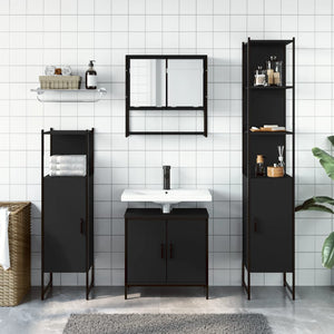 vidaXL 4 Piece Bathroom Furniture Set Black Engineered Wood-2