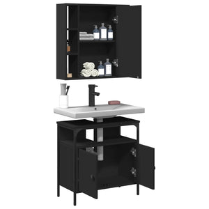 vidaXL 2 Piece Bathroom Furniture Set Black Engineered Wood-3