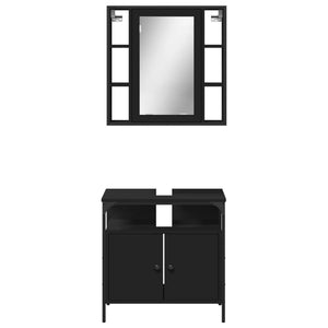 vidaXL 2 Piece Bathroom Furniture Set Black Engineered Wood-5