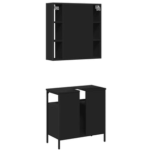 vidaXL 2 Piece Bathroom Furniture Set Black Engineered Wood-7