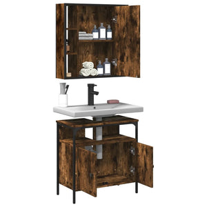 vidaXL 2 Piece Bathroom Furniture Set Smoked Oak Engineered Wood-3
