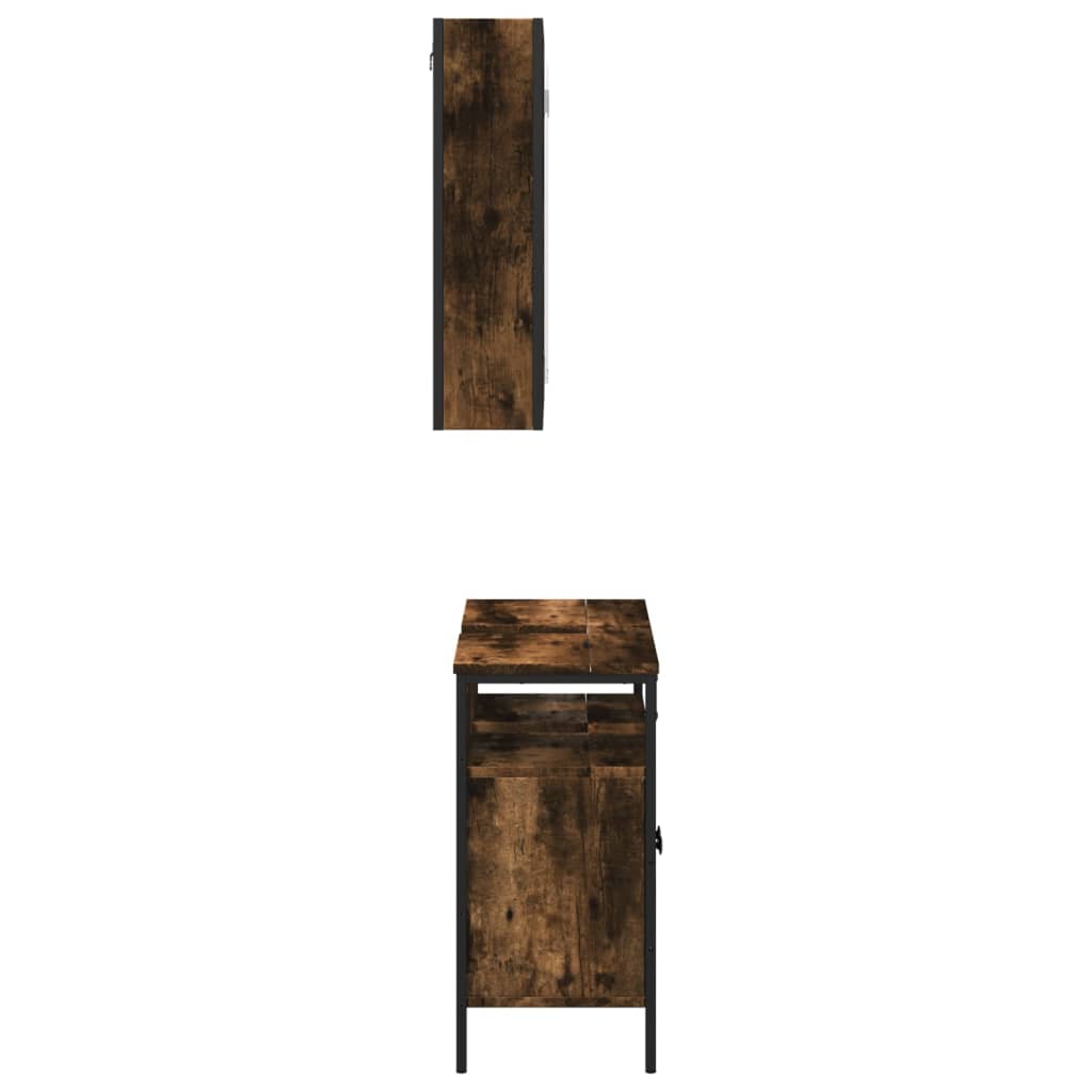 vidaXL 2 Piece Bathroom Furniture Set Smoked Oak Engineered Wood-6