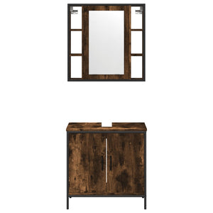 vidaXL 2 Piece Bathroom Furniture Set Smoked Oak Engineered Wood-5