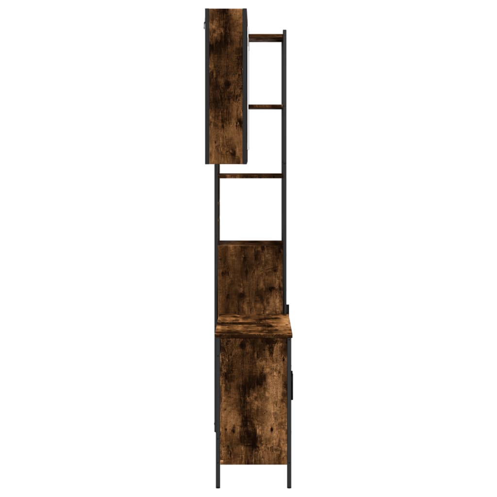vidaXL 3 Piece Bathroom Cabinet Set Smoked Oak Engineered Wood-6