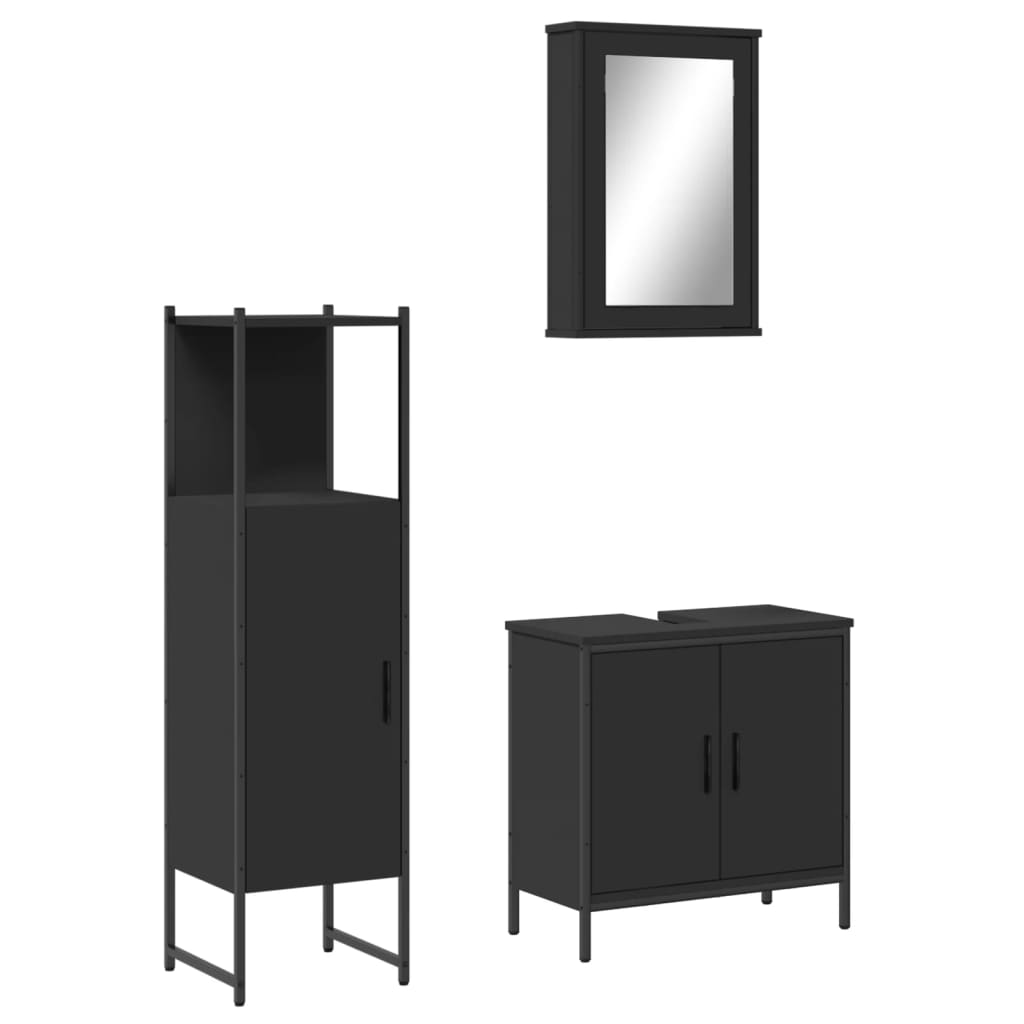 vidaXL Bathroom Furniture Set Restroom Storage Cabinet 3 Piece Engineered Wood-0