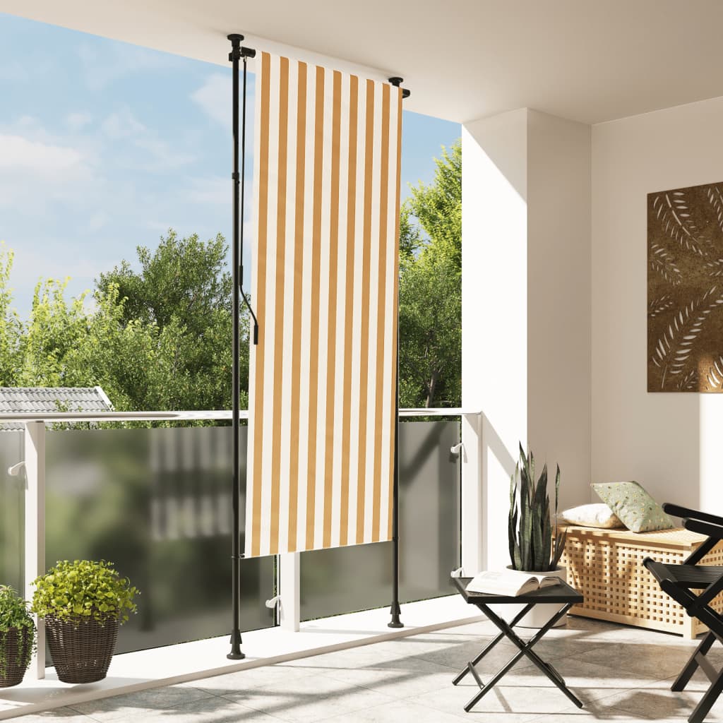 vidaXL Outdoor Roller Blind Orange and White 39.4"x106.3" Fabric&Steel-0