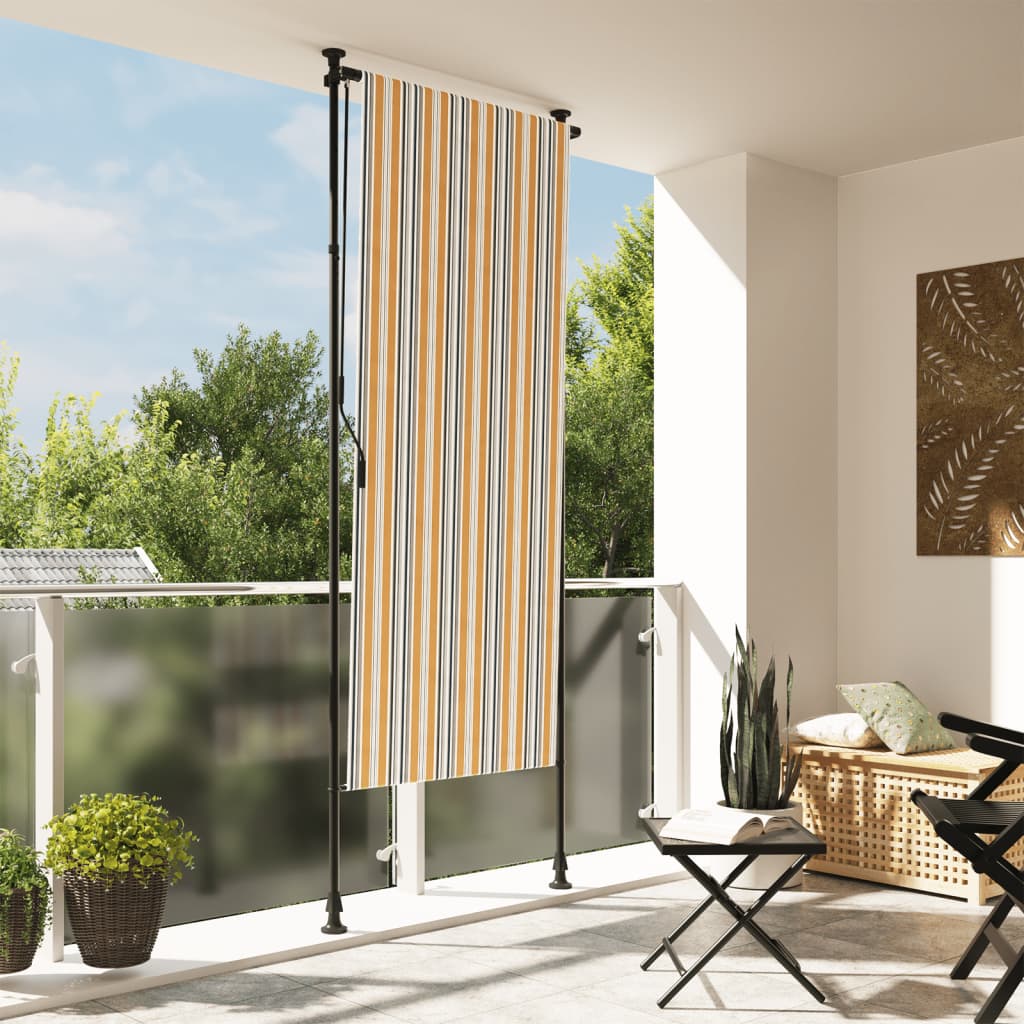 vidaXL Outdoor Roller Blind Yellow and White 39.4"x106.3" Fabric&Steel-0