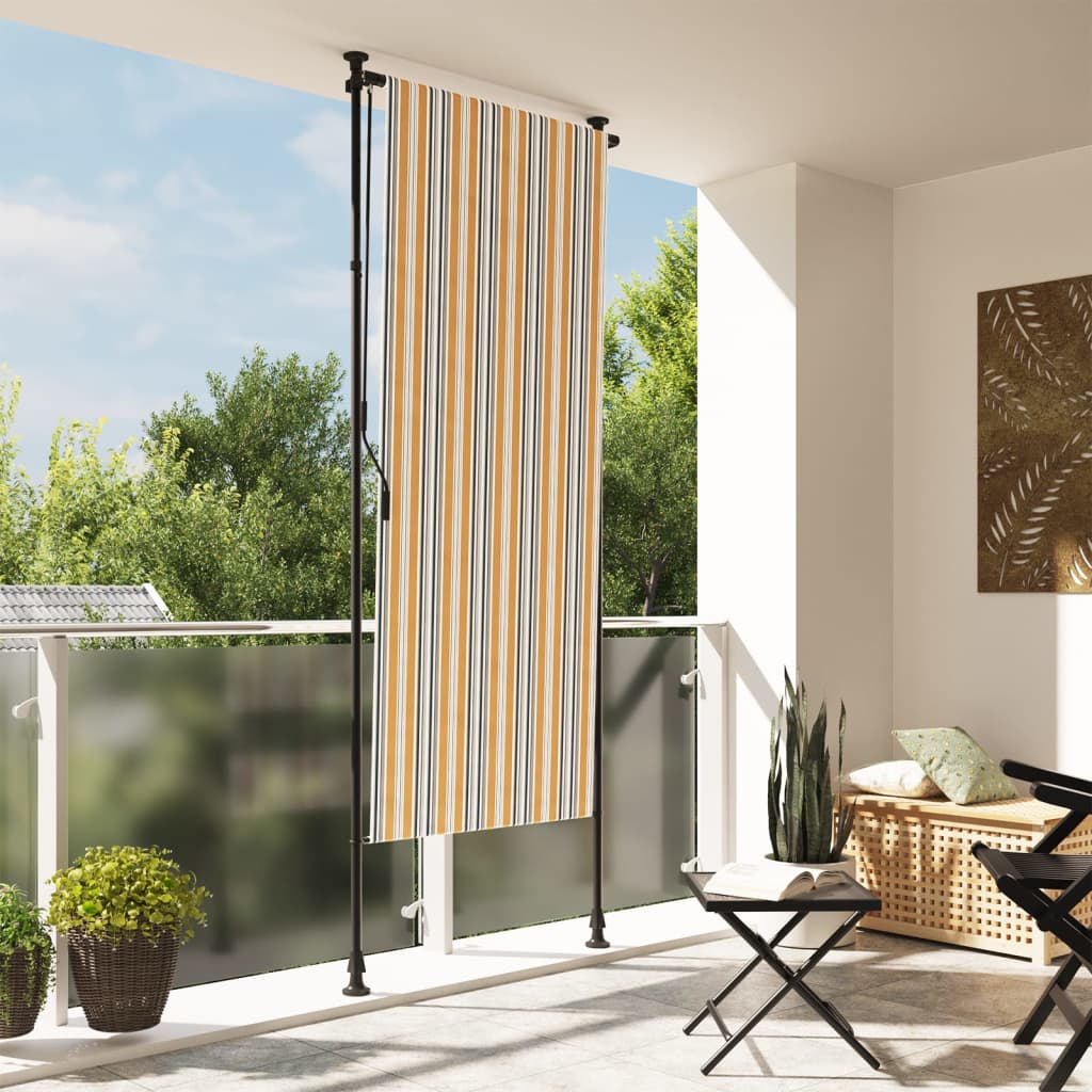 vidaXL Outdoor Roller Blind Yellow and White 47.2"x106.3" Fabric&Steel-0