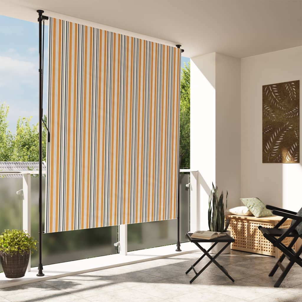 vidaXL Outdoor Roller Blind Yellow and White 78.7"x106.3" Fabric&Steel-0