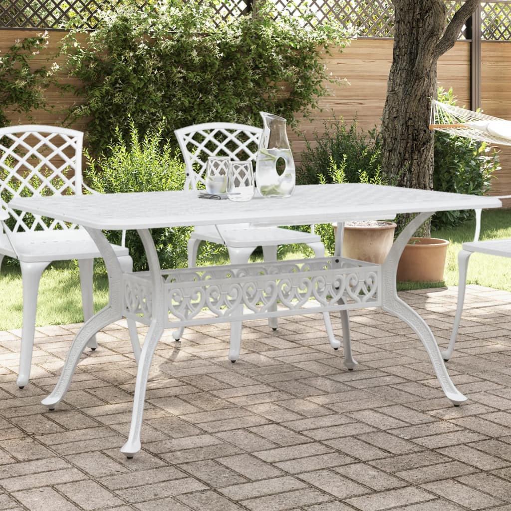 vidaXL Patio Table White 59.1"x35.4"x28.3" Cast Aluminum-0